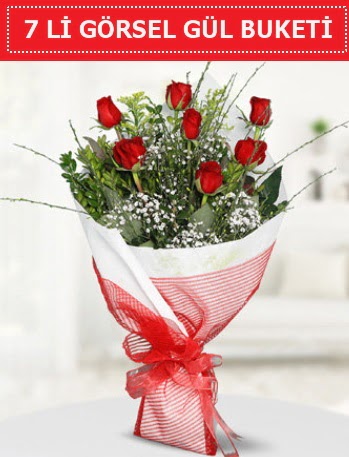 7 adet kırmızı gül buketi Aşk budur  Niğde İnternetten çiçek siparişi 
